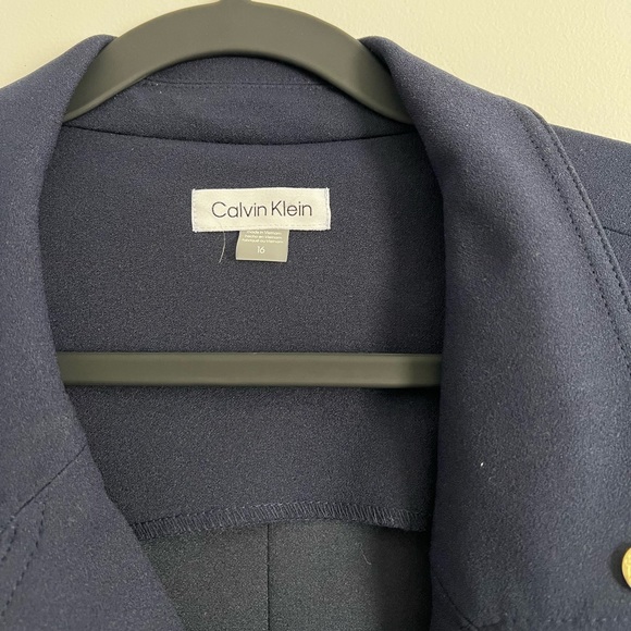 Calvin Klein Sheath Moto Dress Full Zip with Belt Dark Navy Sleveles - Picture 8 of 8